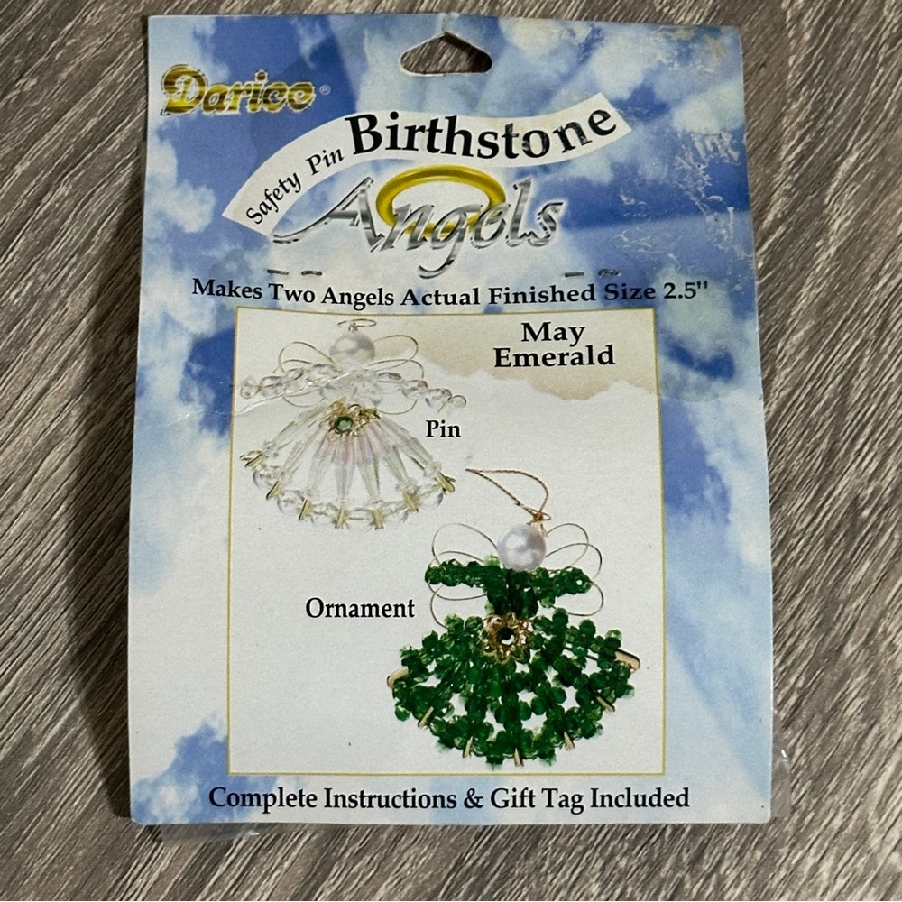 Safety Pin Angel Ornament Kit Darice‎ Birthstone May Emerald 2.5" New